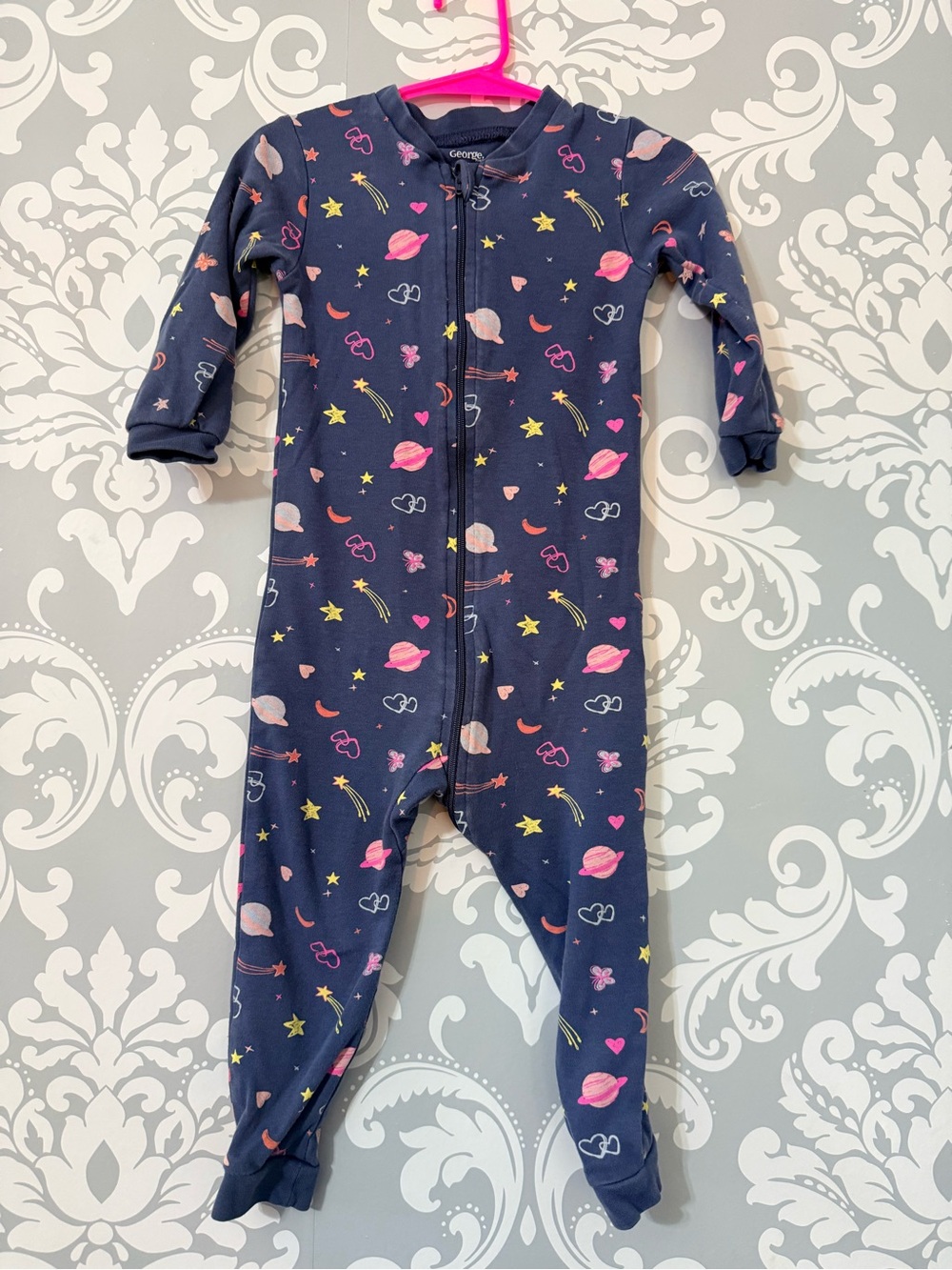 💫10/$25 • George Navy Space-Print Zip Cotton Footless Sleeper
